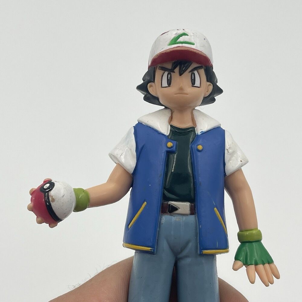 Vintage Ash Ketchum Pokemon Trainer Figure 4.75" TOMY 1998 Pokemon Game Freak - Picture 3 of 13